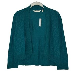 Soft Surroundings Cardigan Shrug Sweater Women Teal Green Cropped Knit XS New
